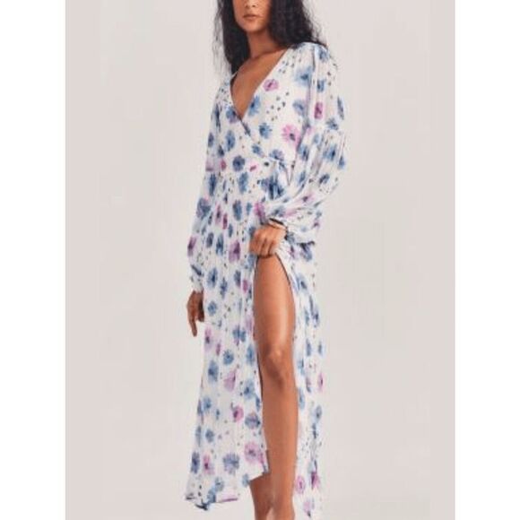 NWT LoveShackFancy Bevelyn Blouson-Sleeve Floral Maxi Dress Size 4 $695 MSRP